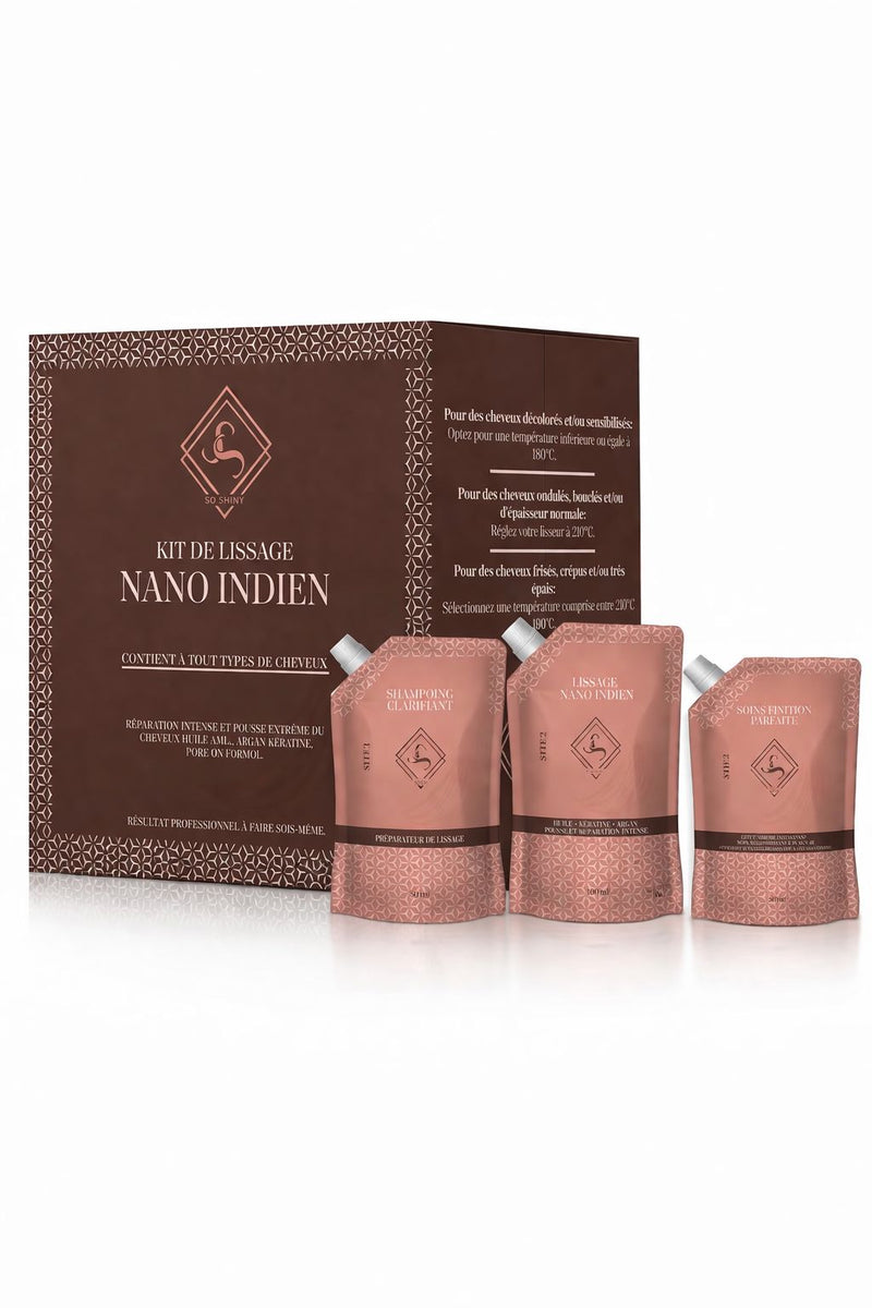 Kit lissage nano indien longue durée - cheveux lisses & brillants jusqu'à 8 mois