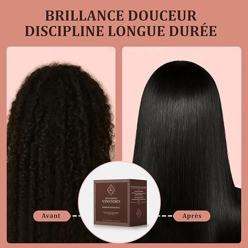 Kit lissage nano indien sans formol - A base d'huile - Favorise la pousse - Tenue longue durée